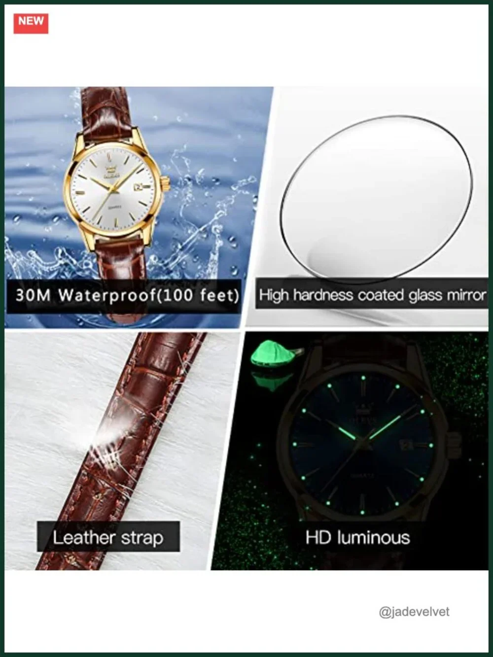 Women's Leather Analog Watch Small Luxury Dress Quartz Wristwatch